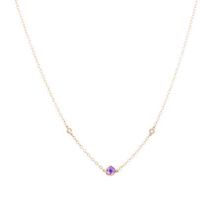 Pink Sapphire Necklace with Diamonds in 10kt Rose Gold