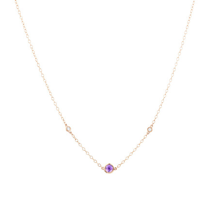 Pink Sapphire Necklace with Diamonds in 10kt Rose Gold Pink Sapphire Necklace with Diamonds in 10kt Rose Gold