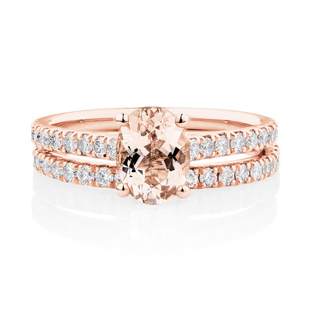 Bridal Set with 0.69 Carat TW of Diamonds & Morganite in 14kt Rose Gold Bridal Set with 0.69 Carat TW of Diamonds & Morganite in 14kt Rose Gold