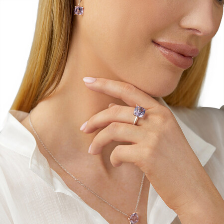 Necklace with Rose Amethyst in Sterling Silver & 10kt Rose Gold Necklace with Rose Amethyst in Sterling Silver & 10kt Rose Gold