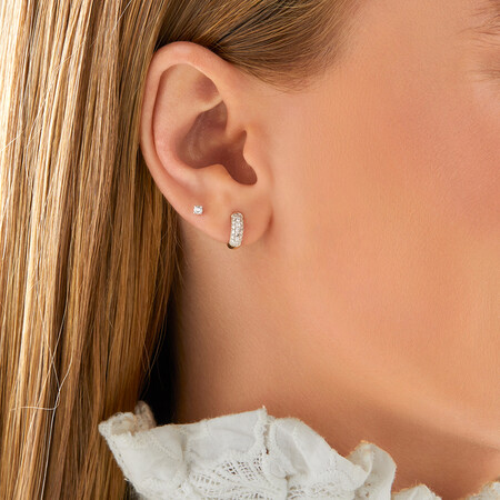 Mini Hoops with 0.25 Carat TW of Diamonds in 10kt Yellow Gold Mini Hoops with 0.25 Carat TW of Diamonds in 10kt Yellow Gold