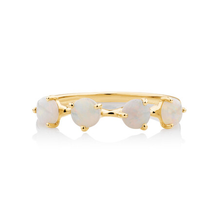 Ring with Natural White Opals in 10ct Yellow Gold Ring with Natural White Opals in 10ct Yellow Gold