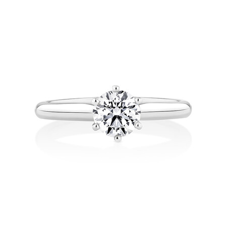 Certified Solitaire Engagement Ring with a 3/4 Carat TW Diamond in 18kt White Gold Certified Solitaire Engagement Ring with a 3/4 Carat TW Diamond in 18kt White Gold