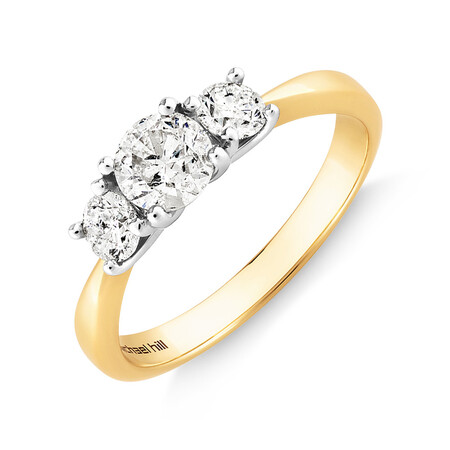 Engagement Ring with 1 Carat TW of Diamonds in 14ct Yellow & White Gold Engagement Ring with 1 Carat TW of Diamonds in 14ct Yellow & White Gold