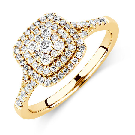 Engagement Ring with 1/2 Carat TW of Diamonds in 10ct Yellow Gold Engagement Ring with 1/2 Carat TW of Diamonds in 10ct Yellow Gold