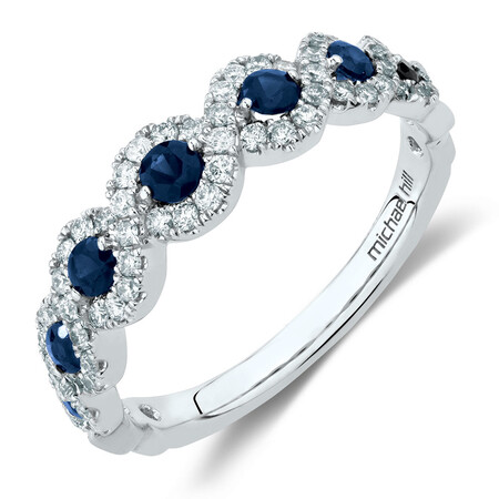 Ring with Sapphire & 0.37 Carat TW of Diamonds in 14ct White Gold Ring with Sapphire & 0.37 Carat TW of Diamonds in 14ct White Gold