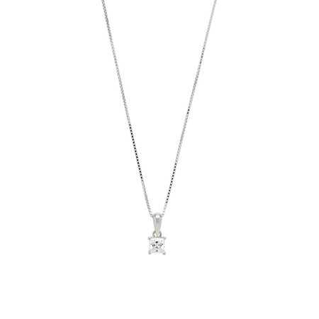 Square Pendant with White Cubic Zirconia In Sterling Silver Square Pendant with White Cubic Zirconia In Sterling Silver