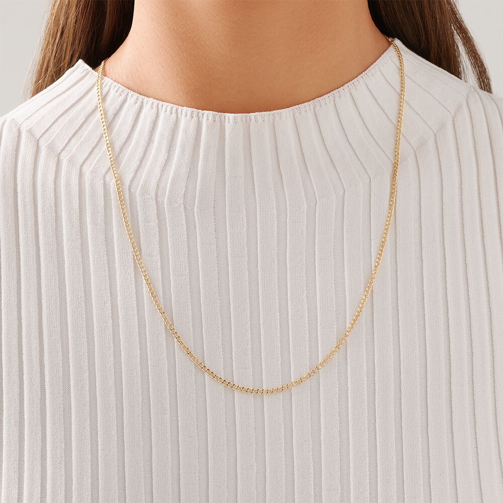 Hollow Curb Chain in 10kt Yellow Gold