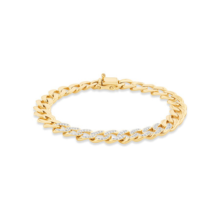 Cuban Link Bracelet with 0.75 Carat TW of Diamonds in 10ct Yellow Gold Cuban Link Bracelet with 0.75 Carat TW of Diamonds in 10ct Yellow Gold