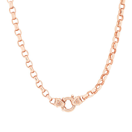 45cm (18") Diamond Set Solid Belcher Chain in 10ct Rose Gold 45cm (18") Diamond Set Solid Belcher Chain in 10ct Rose Gold