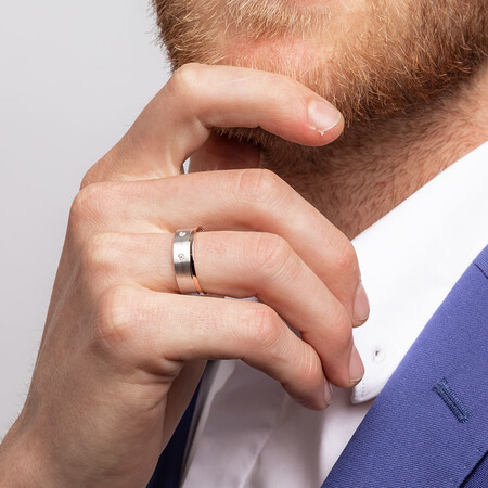 Men's Ring with Diamonds in 10ct White & Rose Gold Men's Ring with Diamonds in 10ct White & Rose Gold