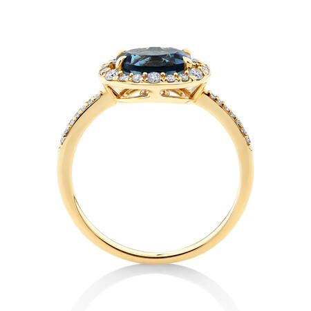 Natural Topaz Ring with 0.25 Carat TW of Diamonds in 10ct Yellow Gold Natural Topaz Ring with 0.25 Carat TW of Diamonds in 10ct Yellow Gold