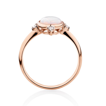 Ring with Opal & Diamonds in 10kt Rose Gold Ring with Opal & Diamonds in 10kt Rose Gold