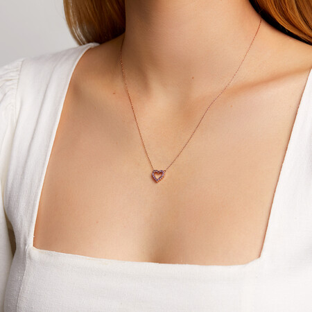 Heart Necklace with Amethyst in 10ct Rose Gold Heart Necklace with Amethyst in 10ct Rose Gold