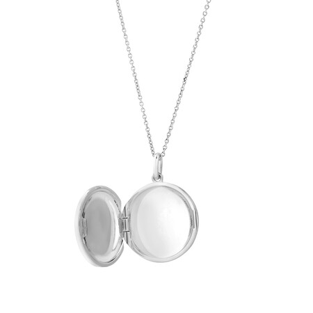Round Locket with Cubic Zirconia in Sterling Silver Round Locket with Cubic Zirconia in Sterling Silver