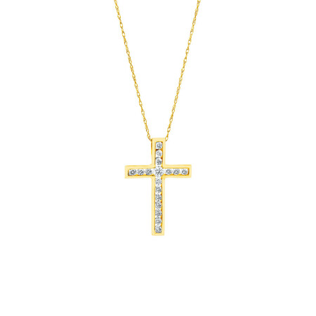 Cross Pendant in 10ct Yellow Gold With Diamonds Cross Pendant in 10ct Yellow Gold With Diamonds