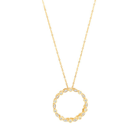 Circle Necklace with 0.10 Carat TW of Diamonds in 10ct Yellow Gold Circle Necklace with 0.10 Carat TW of Diamonds in 10ct Yellow Gold