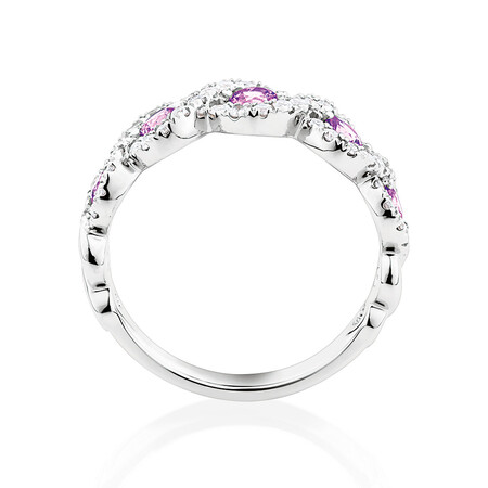 Bubble Ring With Natural Pink Sapphire & 0.46 Carat TW of Diamonds In 14ct White Gold Bubble Ring With Natural Pink Sapphire & 0.46 Carat TW of Diamonds In 14ct White Gold