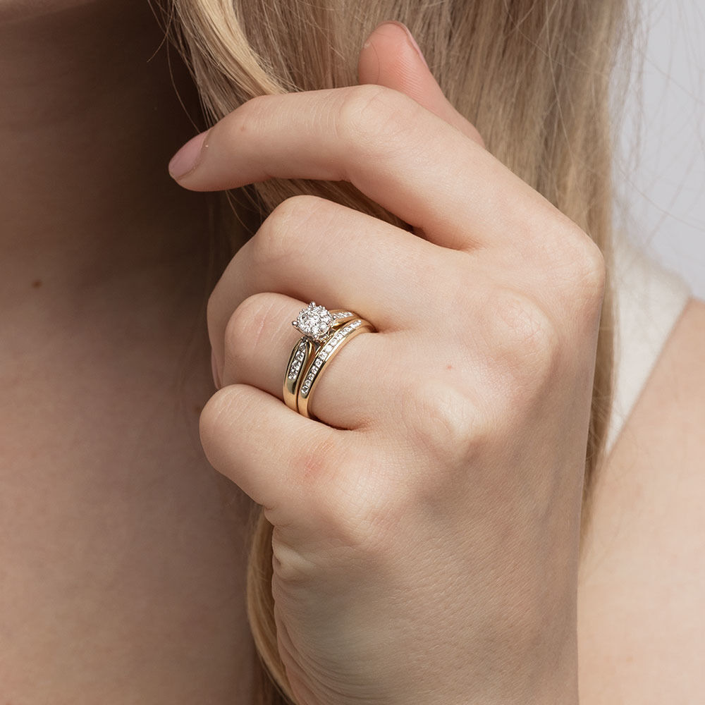 Bridal Set with 1/2 Carat TW of Diamonds in 10ct Yellow & White Gold