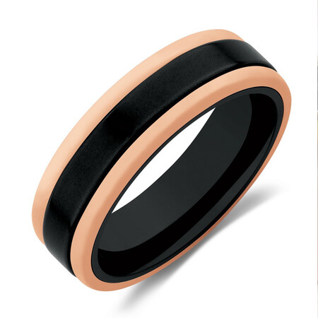 7mm Ring in 10kt Rose Gold & Black Titanium 7mm Ring in 10kt Rose Gold & Black Titanium
