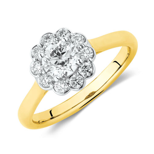 Southern Star Engagement Ring with 0.85 Carat TW of Diamonds in 14ct Yellow & White Gold