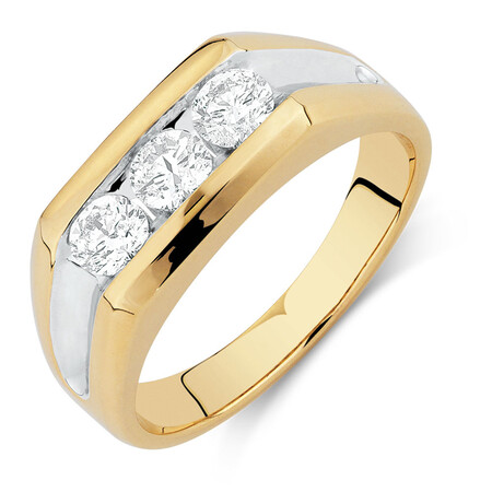 Men's Ring with 1 Carat TW of Diamonds in 10ct Yellow Gold Men's Ring with 1 Carat TW of Diamonds in 10ct Yellow Gold
