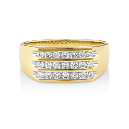 Men's Channel Set Ring in 10kt Yellow Gold With 1/2 Carat TW of Diamonds Men's Channel Set Ring in 10kt Yellow Gold With 1/2 Carat TW of Diamonds