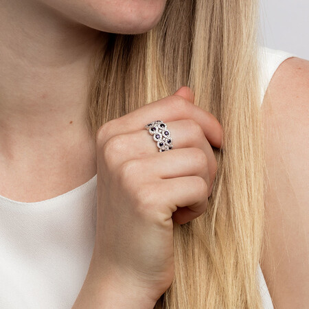 Ring with Sapphire & 0.80 Carat TW of Diamonds in 14ct White Gold Ring with Sapphire & 0.80 Carat TW of Diamonds in 14ct White Gold