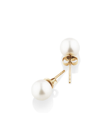 Stud Earrings with 7mm Round Cultured Freshwater Pearls in 10kt Yellow Gold Stud Earrings with 7mm Round Cultured Freshwater Pearls in 10kt Yellow Gold