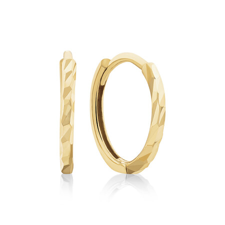 Mini Hoop Diamond Cut Earrings in 10ct Yellow Gold Mini Hoop Diamond Cut Earrings in 10ct Yellow Gold