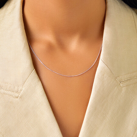 45cm (18") 1mm Width Curb Chain in 10kt White Gold 45cm (18") 1mm Width Curb Chain in 10kt White Gold
