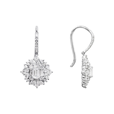 Fancy Drop Earrings with 1.49 Carat TW of Diamonds in 10kt White Gold Fancy Drop Earrings with 1.49 Carat TW of Diamonds in 10kt White Gold