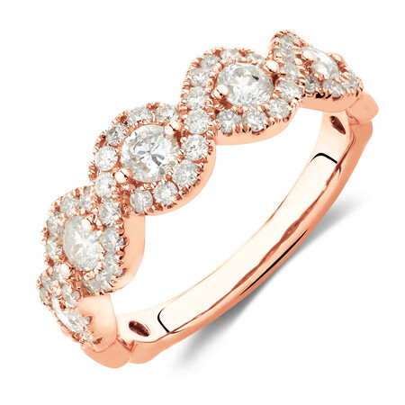 Ring with 1 Carat TW of Diamonds in 14ct Rose Gold Ring with 1 Carat TW of Diamonds in 14ct Rose Gold
