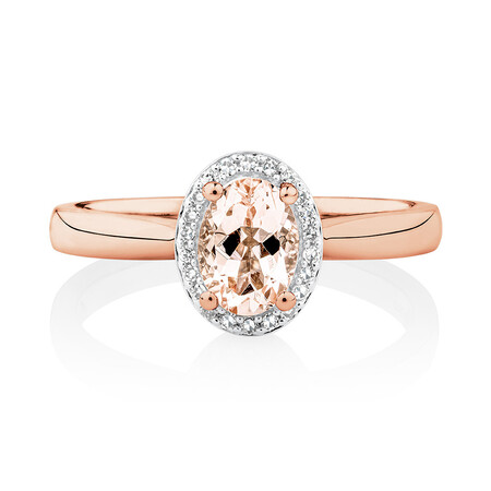 Ring with Morganite & Diamonds in 10kt Rose Gold Ring with Morganite & Diamonds in 10kt Rose Gold