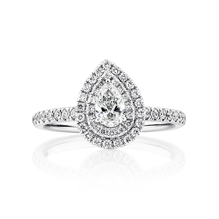 Halo Ring with 0.71 Carat TW of Diamonds in 18kt White Gold Halo Ring with 0.71 Carat TW of Diamonds in 18kt White Gold