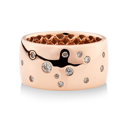 Hammer Set Barrel Ring with 0.25 Carat TW of Diamonds in 10kt Rose Gold Hammer Set Barrel Ring with 0.25 Carat TW of Diamonds in 10kt Rose Gold