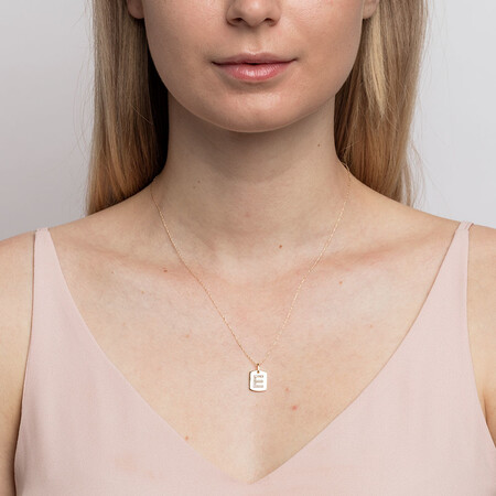 "E" Initial Rectangular Pendant With Diamonds In 10ct Yellow Gold "E" Initial Rectangular Pendant With Diamonds In 10ct Yellow Gold