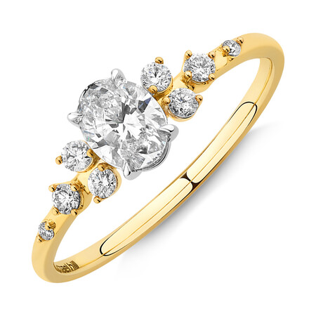 Oval Scatter Ring with 0.63 Carat TW of Diamonds in 14kt Yellow & White Gold Oval Scatter Ring with 0.63 Carat TW of Diamonds in 14kt Yellow & White Gold