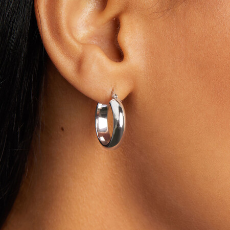 20mm Round Hoop Earrings in Sterling Silver 20mm Round Hoop Earrings in Sterling Silver