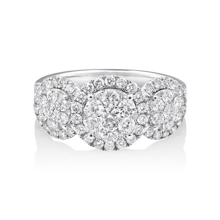 3 Stone Cluster Ring with 1.50 Carat TW of Diamonds in 14kt White Gold 3 Stone Cluster Ring with 1.50 Carat TW of Diamonds in 14kt White Gold