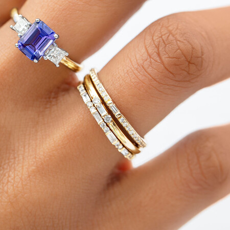Stacker Ring with 0.12 Carat TW of Diamonds in 10ct Yellow Gold Stacker Ring with 0.12 Carat TW of Diamonds in 10ct Yellow Gold