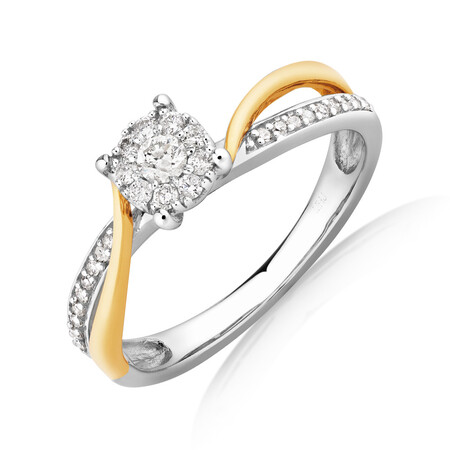 Bridal Set with 0.33 Carat TW of Diamonds in 10ct White & Yellow Gold Bridal Set with 0.33 Carat TW of Diamonds in 10ct White & Yellow Gold
