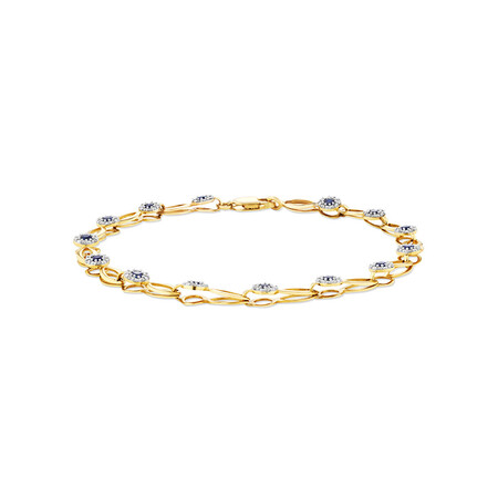 Bracelet with Laboratory Created Sapphire & 0.25 Carat TW of Natural Diamonds in 10kt Yellow Gold Bracelet with Laboratory Created Sapphire & 0.25 Carat TW of Natural Diamonds in 10kt Yellow Gold