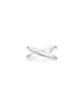 Crossover Ring with Cubic Zirconia in Sterling Silver Crossover Ring with Cubic Zirconia in Sterling Silver