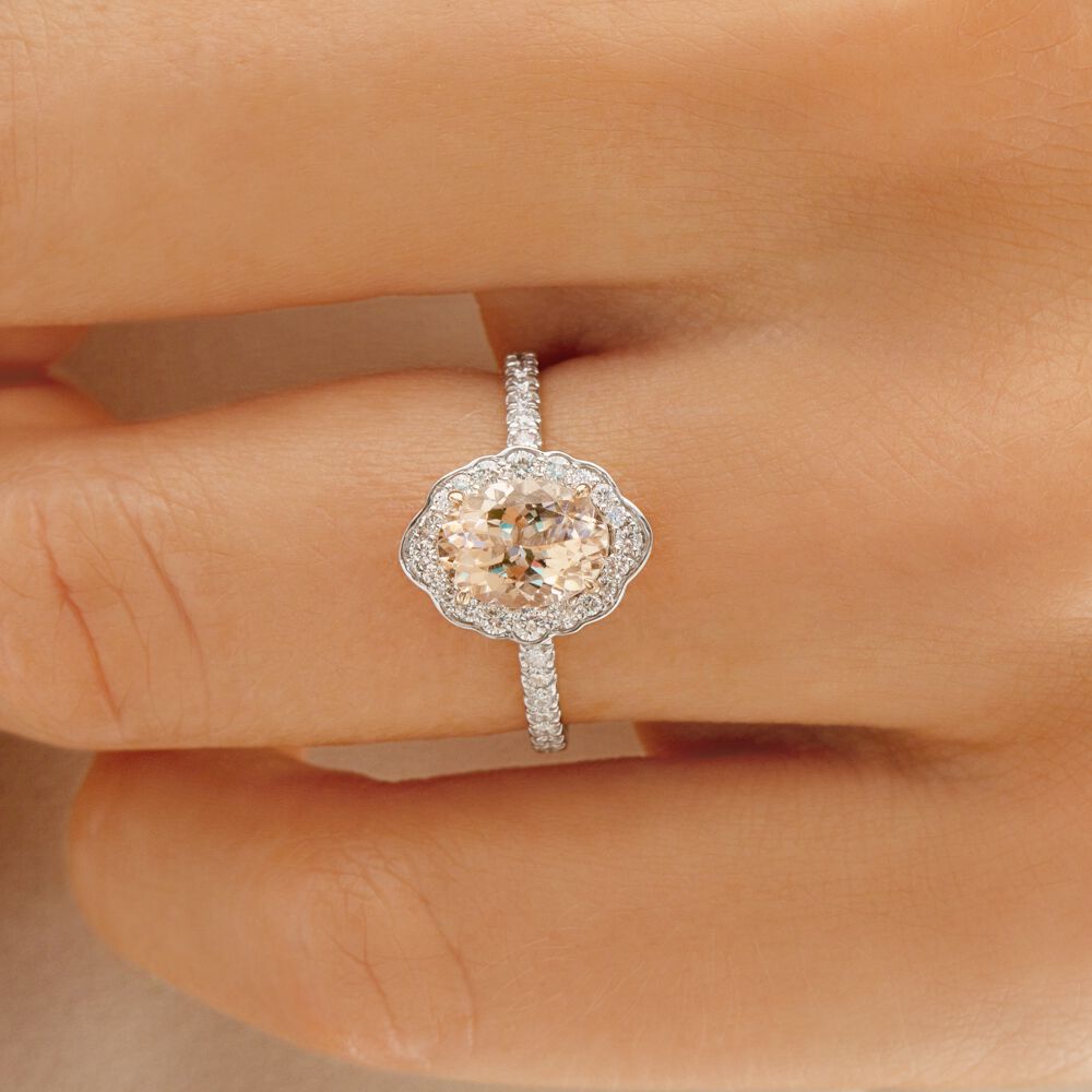 Sir Michael Hill Designer Engagement Ring with Morganite & 0.40 Carat TW of Diamonds in 18ct White Gold