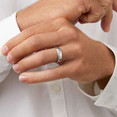 Men's Ring with Diamonds in 10ct White Gold Men's Ring with Diamonds in 10ct White Gold