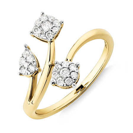 Fancy Cluster Ring with 0.25 Carat TW of Diamonds in 10kt Yellow Gold Fancy Cluster Ring with 0.25 Carat TW of Diamonds in 10kt Yellow Gold