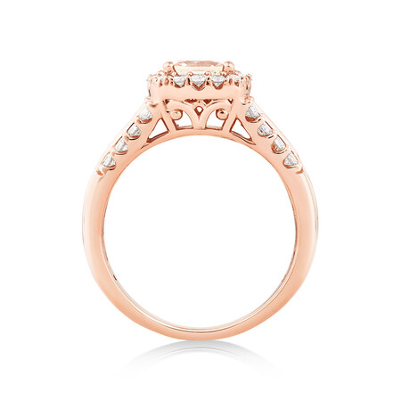 Halo Ring with Morganite & 0.75 Carat TW of Diamonds in 10kt Rose Gold Halo Ring with Morganite & 0.75 Carat TW of Diamonds in 10kt Rose Gold