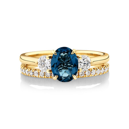 Bridal Set with Topaz & 0.60 Carat TW of Diamonds in 14ct Yellow Gold Bridal Set with Topaz & 0.60 Carat TW of Diamonds in 14ct Yellow Gold
