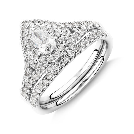 Bridal Set with 1 Carat TW of Diamonds in 14ct White Gold Bridal Set with 1 Carat TW of Diamonds in 14ct White Gold